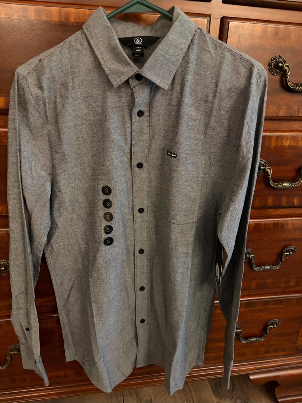 Volcom Men's Long-Sleeve Button-Down Shirt — Heather Gray